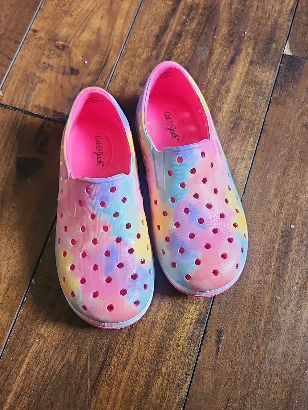 3/$15! Cat & Jack Toddler Size 9 Pastel Rainbow Slip-On Waterproof Shoes
